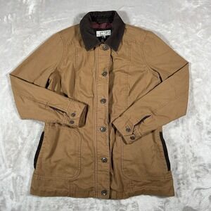 Orvis Field Jacket Mens Medium Flannel Lined Chore Barn Coat Corduroy Collar EUC